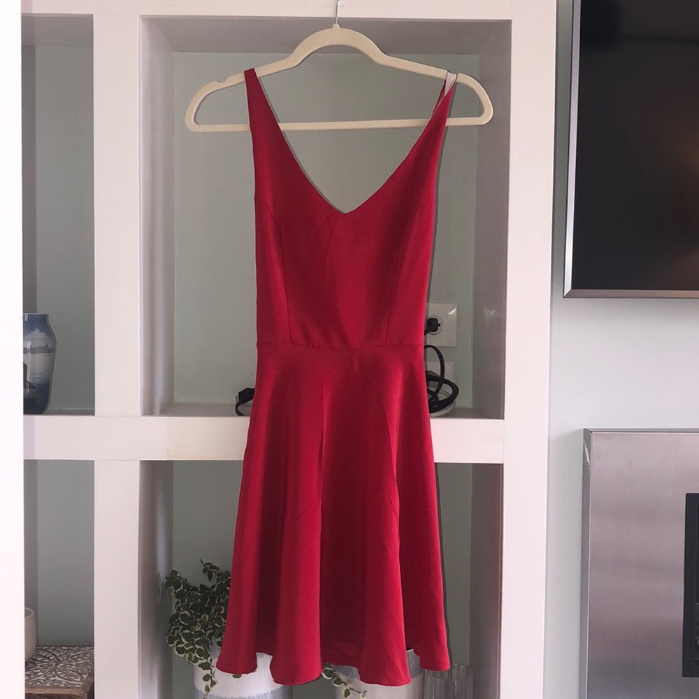 Red silk dress with matching belt
